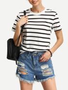 Shein White Striped T-shirt