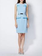 Shein Blue Round Neck Sleeveless Ruffle Drawstring Bodycon Dress