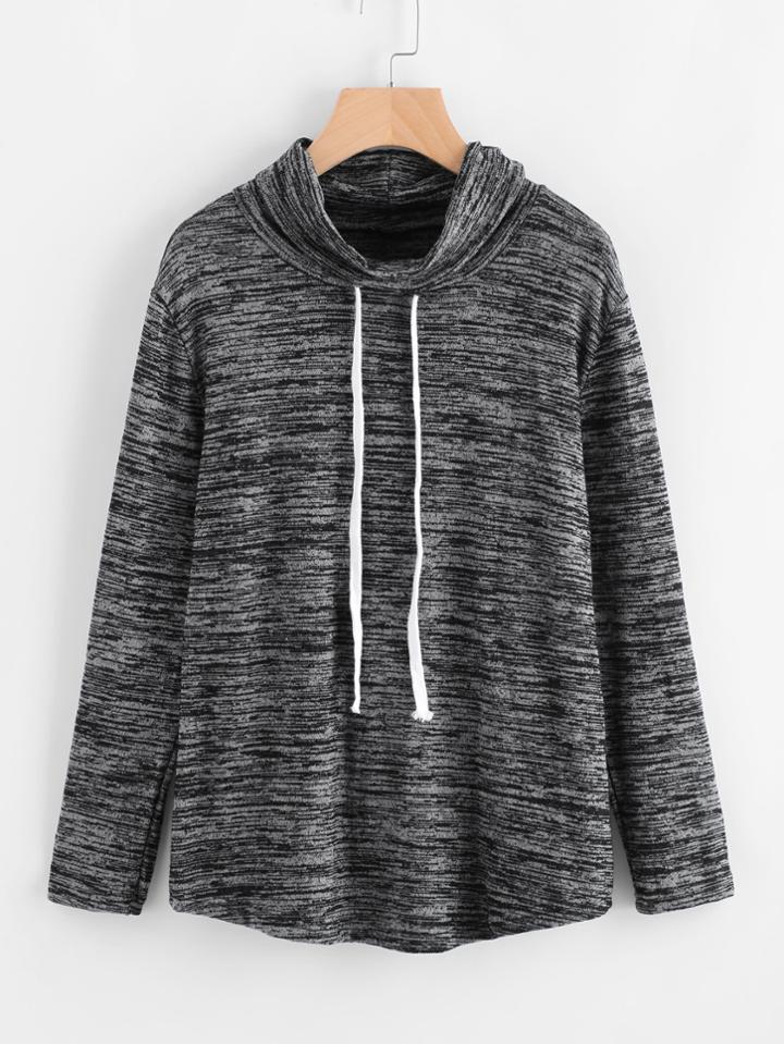Shein Space Dye Drawstring Neck Knit Tee