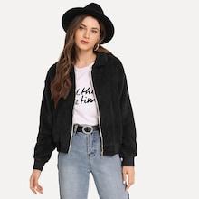 Shein Drop Shoulder Collar Teddy Jacket