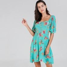 Shein Flower Print Square Neck Dress
