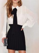 Shein White Bow Collar Lantern Sleeve Loose Blouse