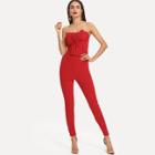 Shein Knot Twist Front Tube Tailored Jumpsuit