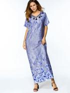 Shein Rose Print Tassel Trim Full Length Dress