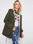 Shein Fleece Lining Drawstring Hem Coat