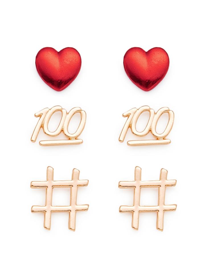 Shein Heart & Number Design Earring Set
