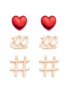 Shein Heart & Number Design Earring Set