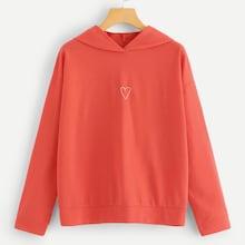 Shein Heart Embroidered Tunic Hoodie