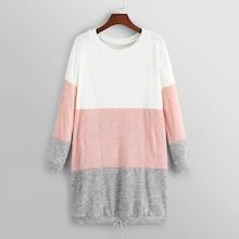 Shein Drawstring Hem Color Block Sweater Dress