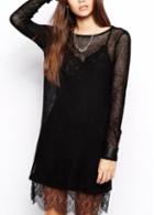 Rosewe Fabulous Black Round Neck Long Sleeve Straight Dress