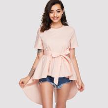 Shein Split Back High Low Belted Top
