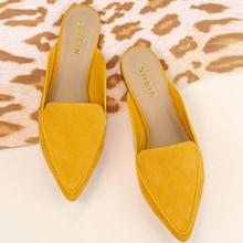 Shein Faux Suede Pointy Toe Loafer Mules
