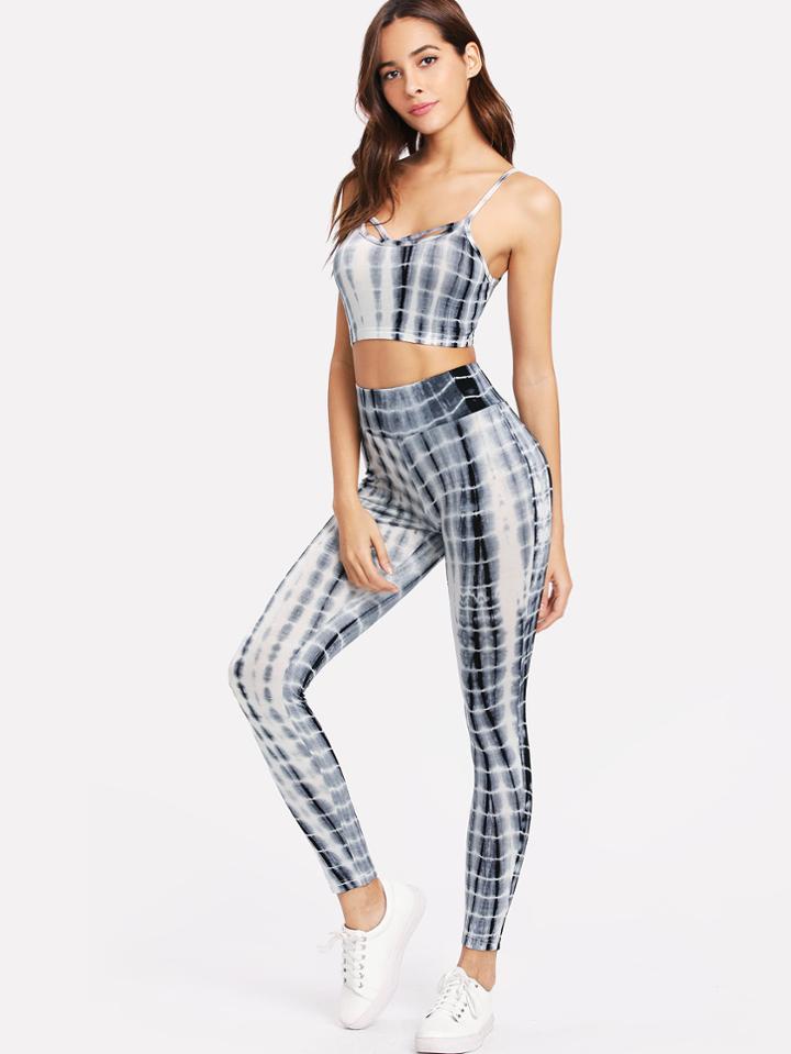 Shein Tie Dye Crop Cami Top & Pants Set