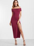 Shein Off The Shoulder Cut Out Back Split Thigh Dress
