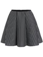 Shein Black Vertical Striped Flare Skirt