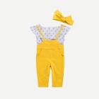 Shein Toddler Girls Ruffle Trim Top And Overalls Set With Headband