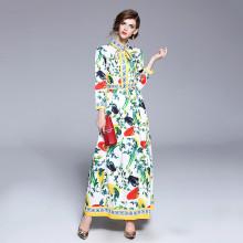 Shein Botanical Print Tie Neck Shirt Dress