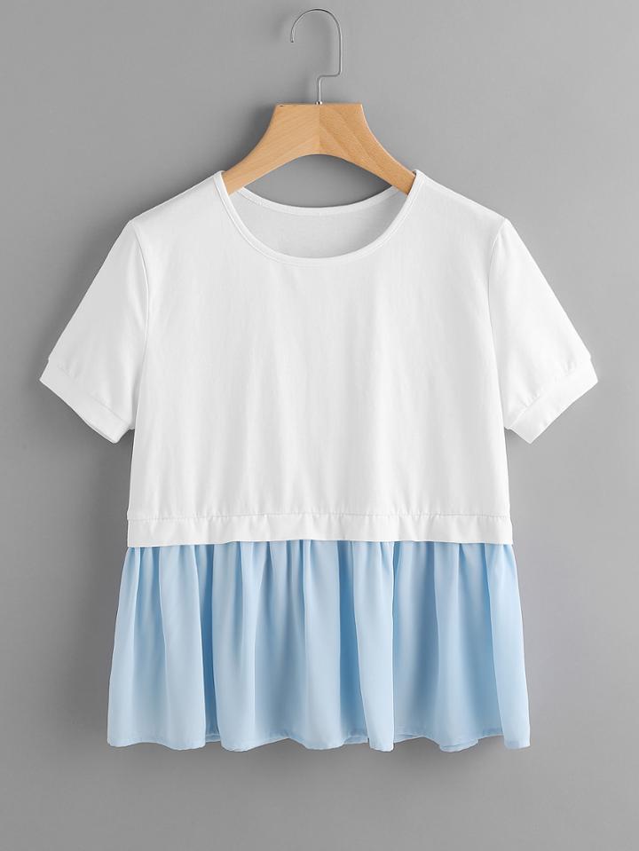 Shein Contrast Trim Mixed Media T-shirt