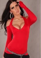 Rosewe Alluring Red V Neck Long Sleeve T Shirt For Women