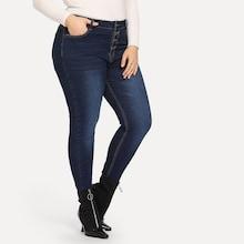 Shein Plus Button Up Bleach Wash Jeans