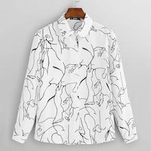 Shein Graphic Print Knot Hem Blouse