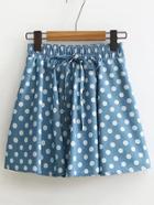 Shein Elastic Waist Polka Dot Tie Detail Skirt