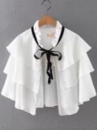 Shein White Tiered Self Tie Crop Blouse