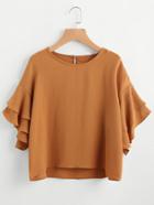 Shein Tiered Bell Sleeve Keyhole Back Blouse