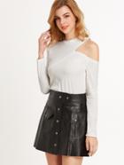 Shein White Cut Out Shoulder T-shirt