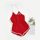 Shein Girls Rainbow Patched Halter Ringer Romper