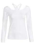 Shein White Cut Out Long Sleeve T-shirt