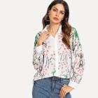 Shein Floral & Leaf Print Shirt