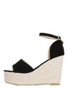 Shein Black Cork Sole Ankle Strap Platforms