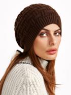 Shein Brown Knit Textured Casual Beanie Hat