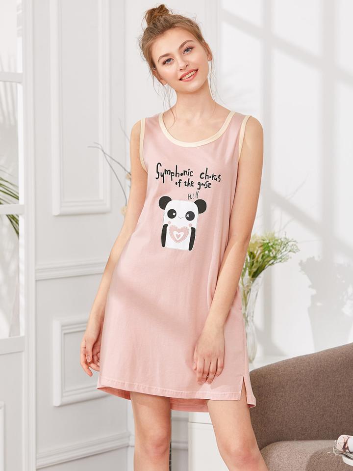Shein Contrast Trim Panda Print Dress
