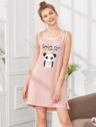 Shein Contrast Trim Panda Print Dress