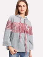 Shein Contrast Crushed Velvet Marled Hoodie