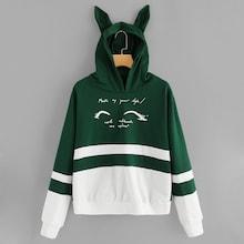 Shein Letter Print Colorblock Hoodie