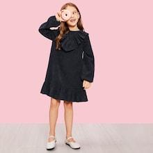 Shein Girls Ruffle Trim Corduroy Dress