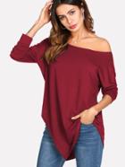 Shein Asymmetrical Hem Drop Shoulder Tee