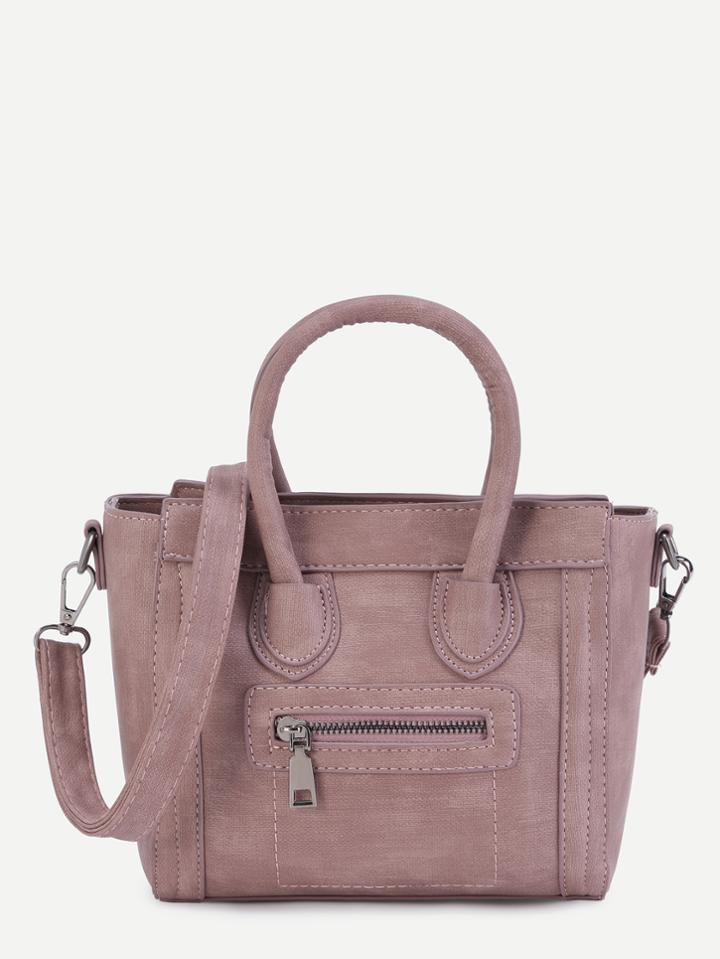 Shein Front Zipper Handbag With Strap