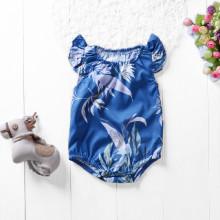 Shein Girls Feather Print Ruffle Romper