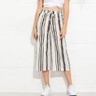 Shein Drawstring Waist Buttoned Side Striped Pants