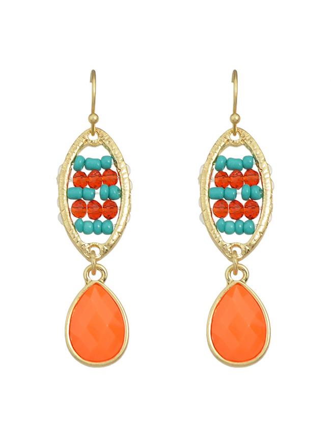 Shein Orange Rhinestone Beads Earrings