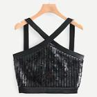 Shein Zip-up Sequin Straps Top