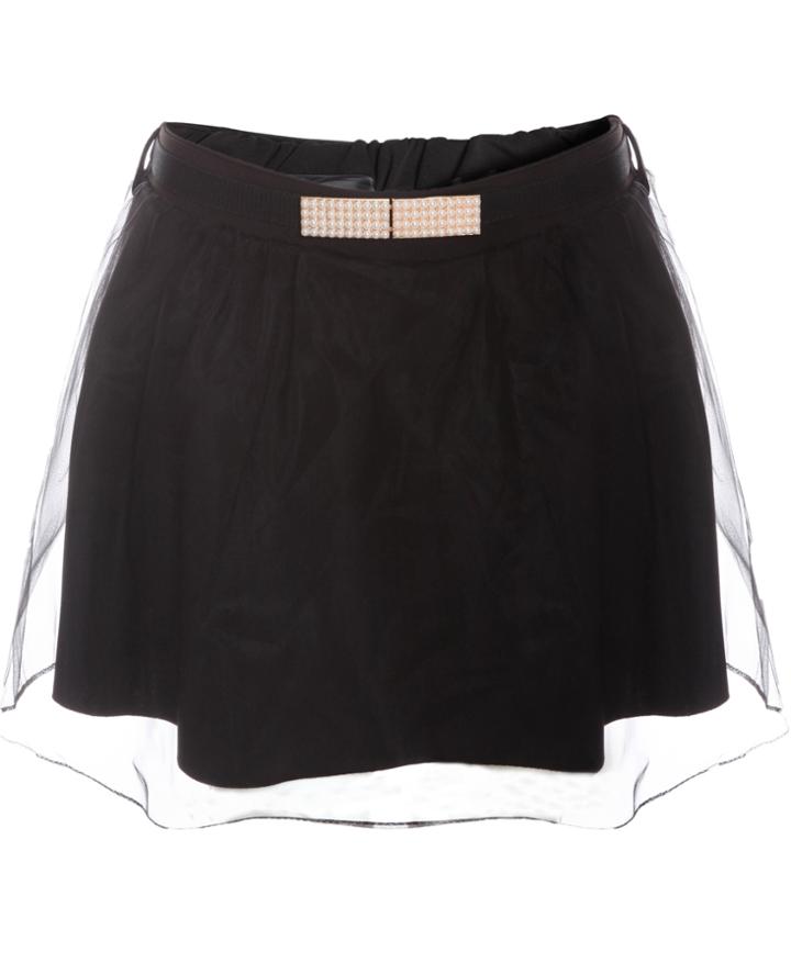 Shein Black Sheer Mesh Flare Skirt
