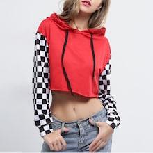 Shein Contrast Plaid Sleeve Hoodie