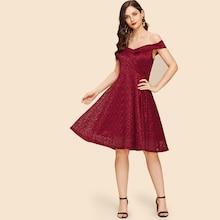 Shein Off-shoulder Lace Flare Dress