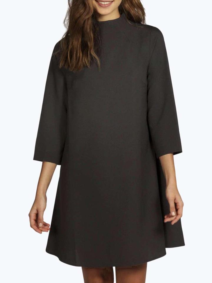 Shein Black Stand Collar Loose Dress