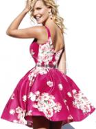 Shein Pink Floral Embellished Waist Flare Cami Dress